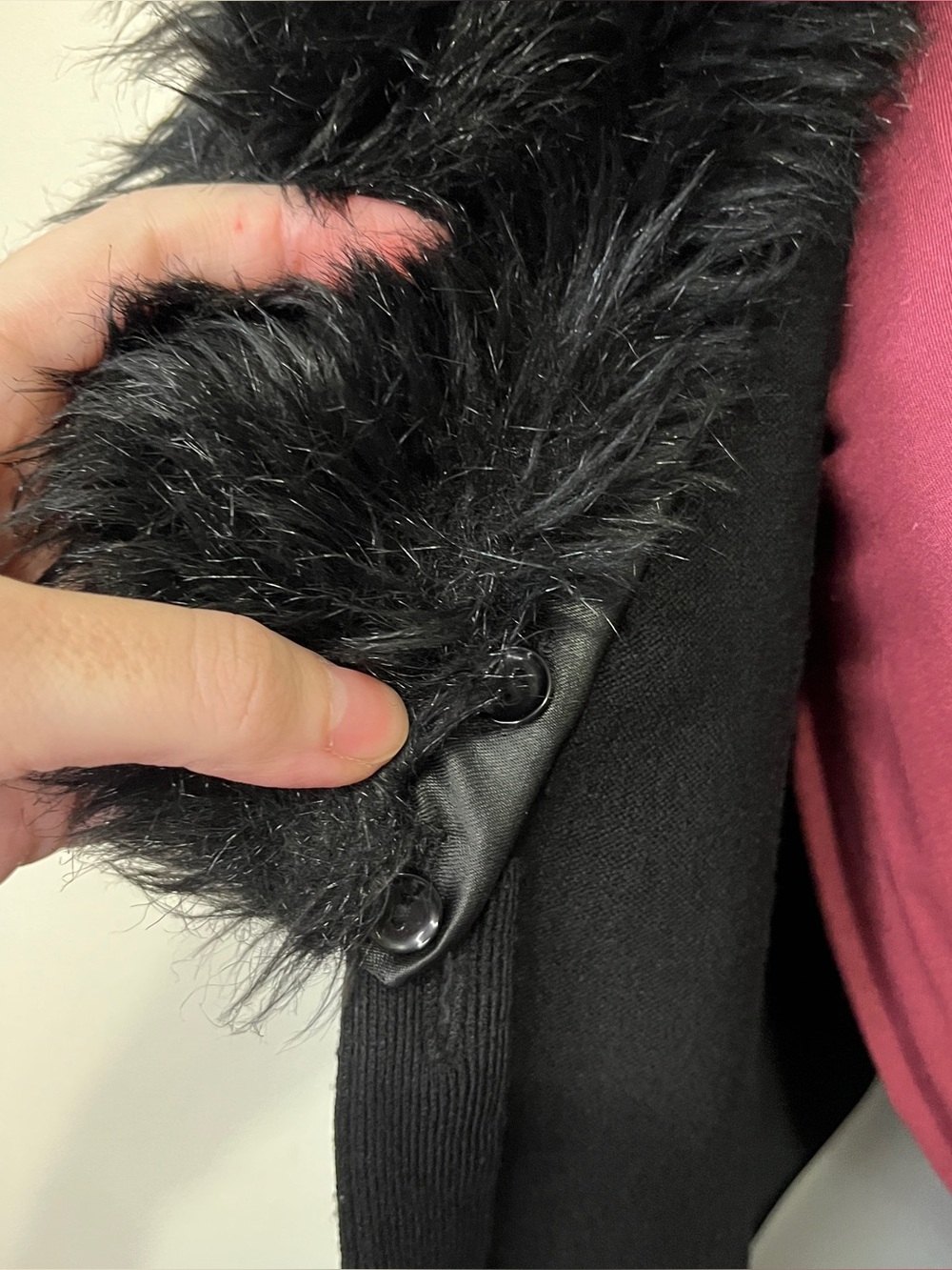Y2K Style & Co Faux Fur Trim Satin Tie Waist Open Front Jacket Mobwife Winter MP - Picture 6 of 15